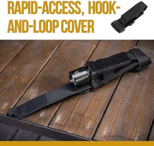 Quick access with a hook-and-loop cover makes getting your laser out easy.