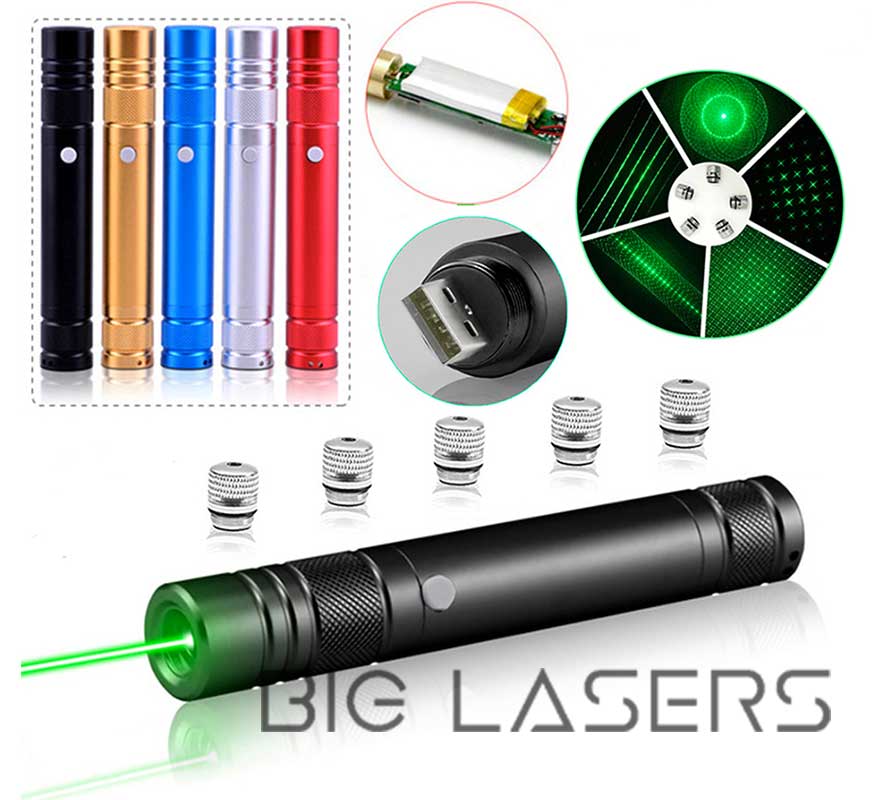 Rechargeable USB pointeur laser vert 300mW 532nm pas cher